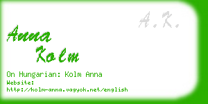 anna kolm business card